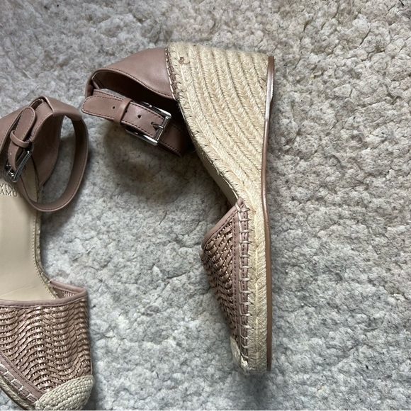 Vince Camuto: Valissa Woven Leather Vamp Espadrille Ankle Strap Wedges Sz 8.5 - Picture 5 of 12